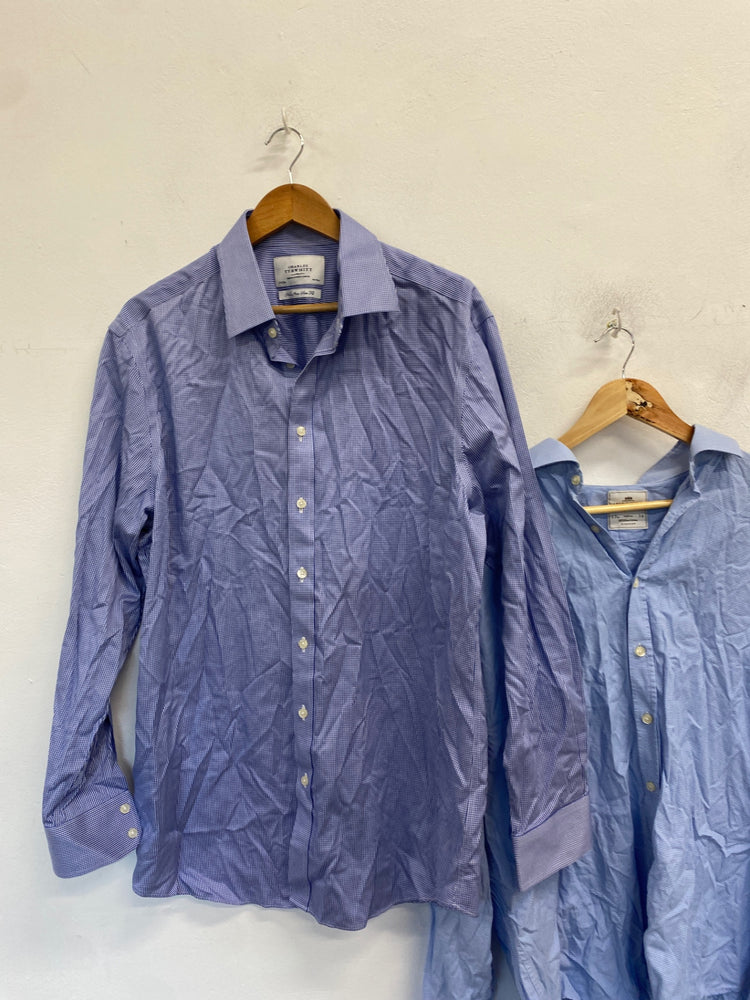 Fabulous Charles Tyrwhitt Shirts 17.5 collar by 44 Blue KM001#4