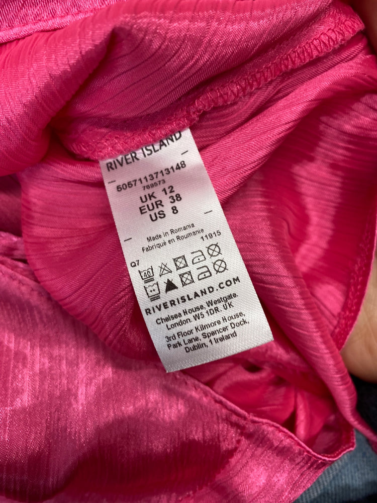 Stunning River island Blouse Uk 12 Pink cropped western AM006