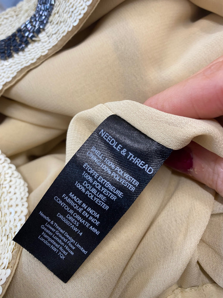 Stunning Needle & Thread Dress UK 10 Cream & Black Aztec pattern BB001