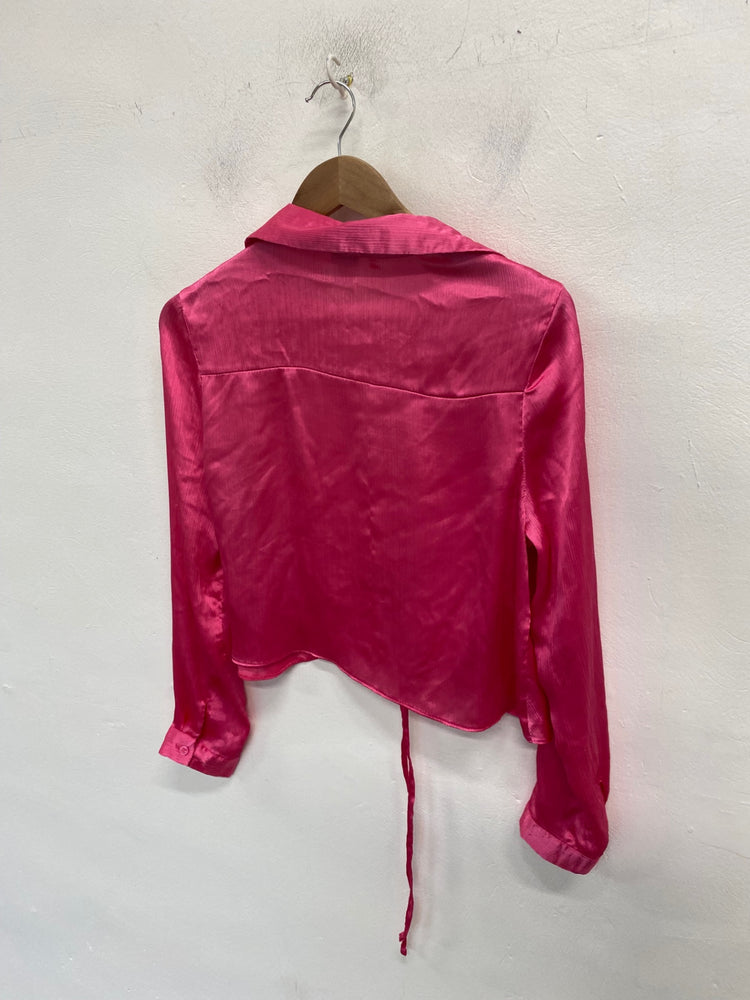 Stunning River island Blouse Uk 12 Pink cropped western AM006