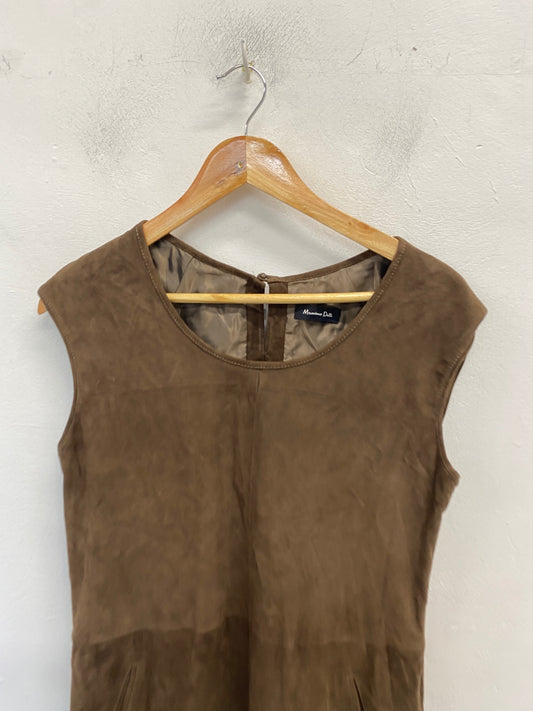 Stunning Massimo Dutti Dress S Brown suede formal BB001