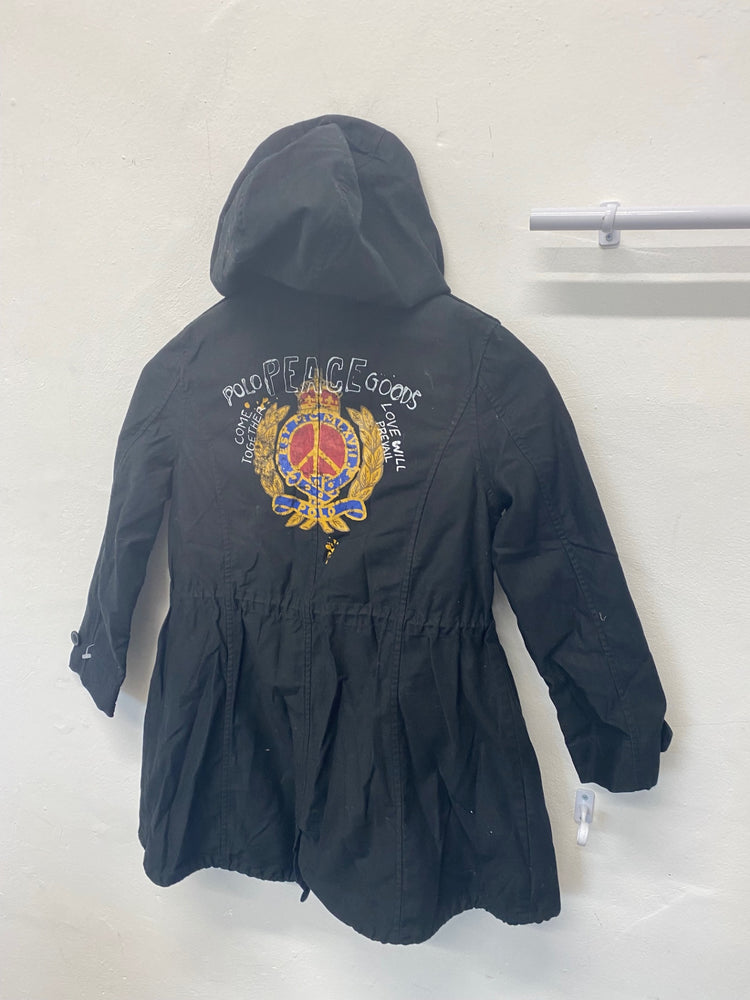 Classic Polo Ralph Lauren Parka Jacket Age 7 Black fur lined BB001