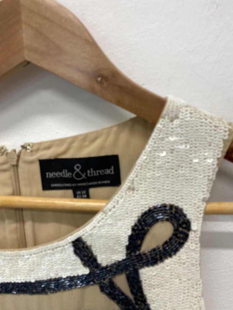 Stunning Needle & Thread Dress UK 10 Cream & Black Aztec pattern BB001