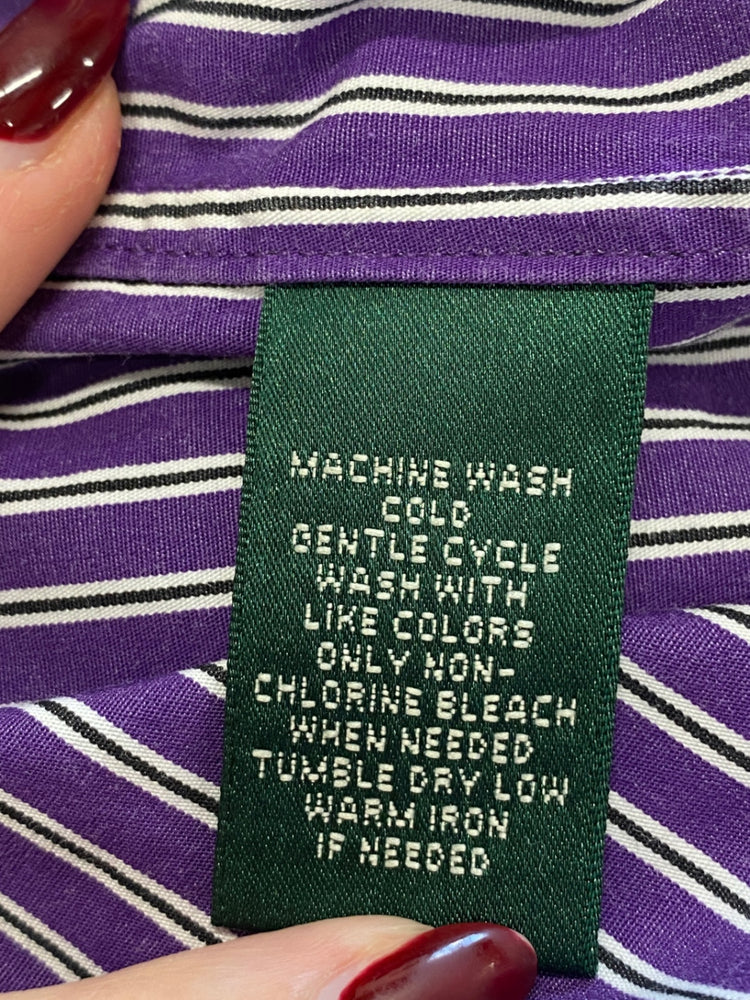Classic Lauren Ralph Lauren Shirt Age 14-16 Purple and white striped BB001