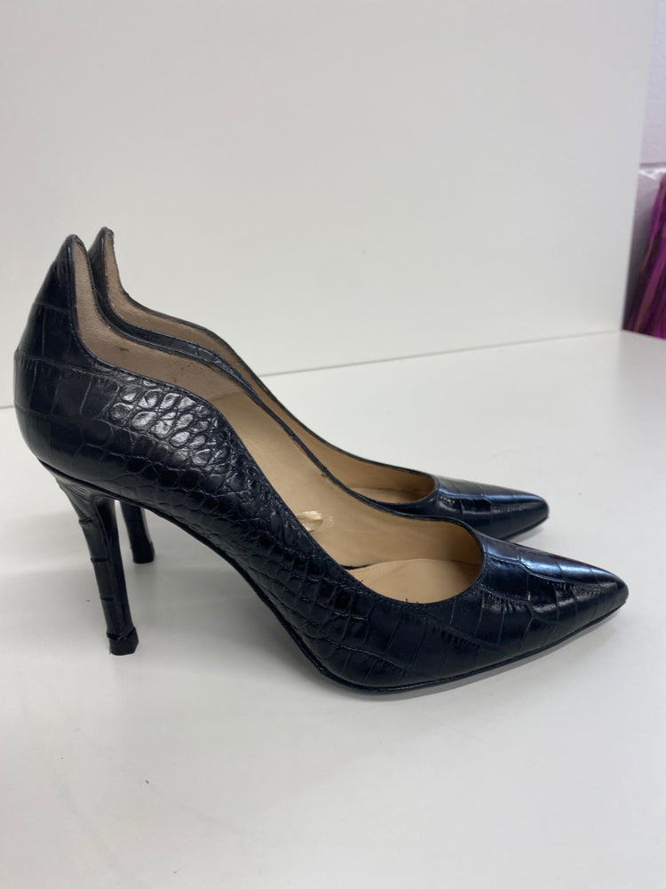 Stunning Massimo Dutti High heels uk4 Black Animal scalloped heel BB001