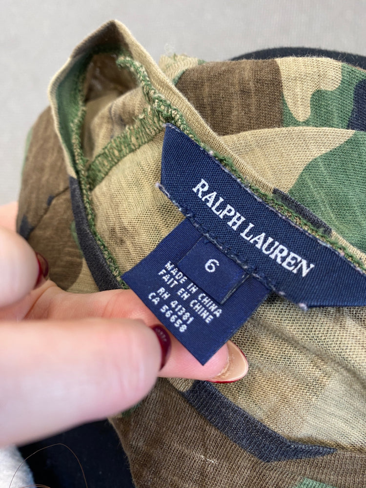 Classic Ralph Lauren Dress Age 6 Camouflage khaki summer BB001