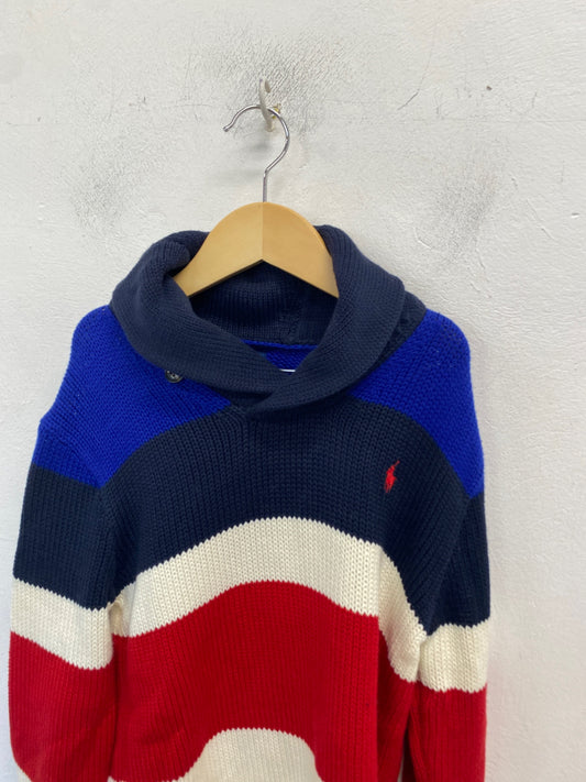 Classic Ralph Lauren Sweater Age 10-12 Red navy knit BB001