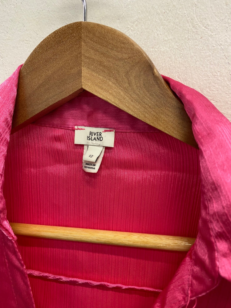 Stunning River island Blouse Uk 12 Pink cropped western AM006