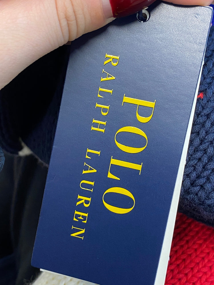 Classic Ralph Lauren Sweater Age 10-12 Red navy knit BB001