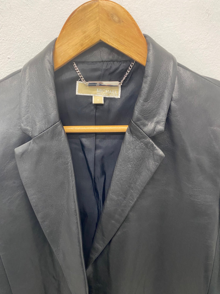 Stunning Michael Kors Blazer uk12 Black leather BB001