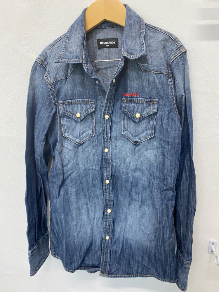 Classic DSQUARED2 Shirt Age 12 Blue poppers western BB001