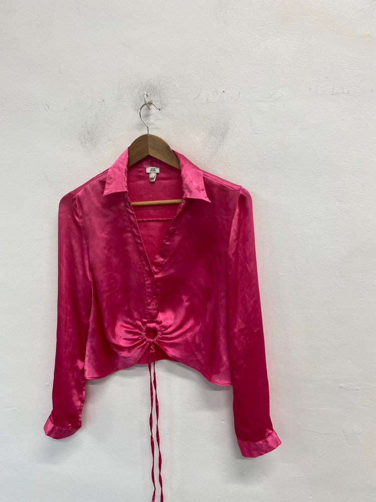Stunning River island Blouse Uk 12 Pink cropped western AM006