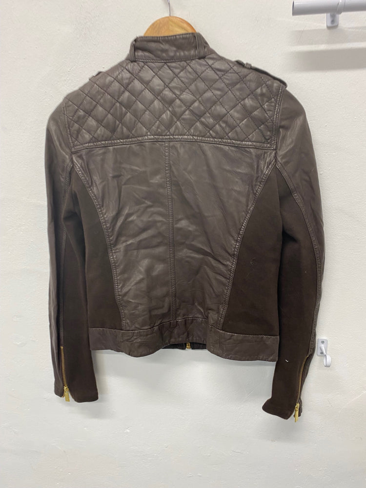Stunning Michael Kors Biker Jacket UKM Brown Leather BB001
