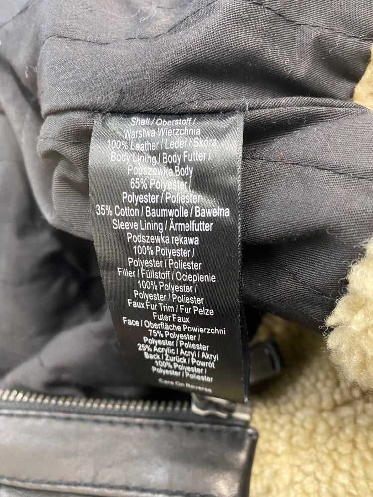 Stunning Michael Kors Leather shearling Jacket UK 10 Black Classic BB001