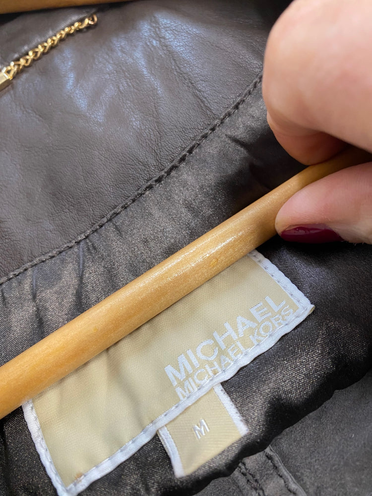 Stunning Michael Kors Biker Jacket UKM Brown Leather BB001
