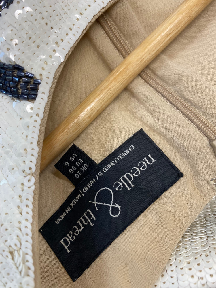 Stunning Needle & Thread Dress UK 10 Cream & Black Aztec pattern BB001