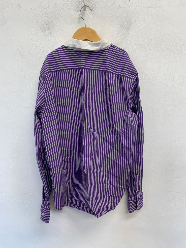 Classic Lauren Ralph Lauren Shirt Age 14-16 Purple and white striped BB001