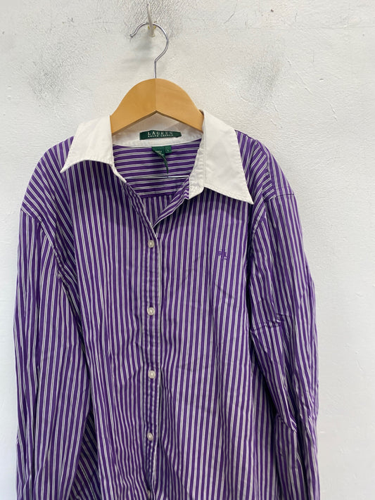 Classic Lauren Ralph Lauren Shirt Age 14-16 Purple and white striped BB001
