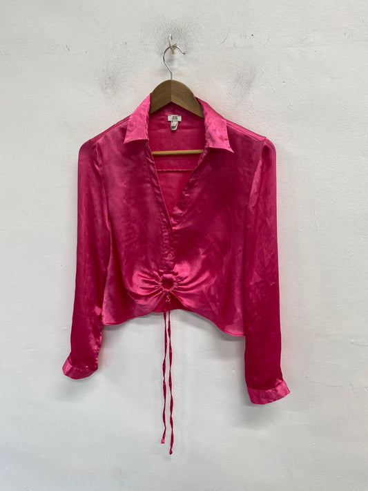 Stunning River island Blouse Uk 12 Pink cropped western AM006