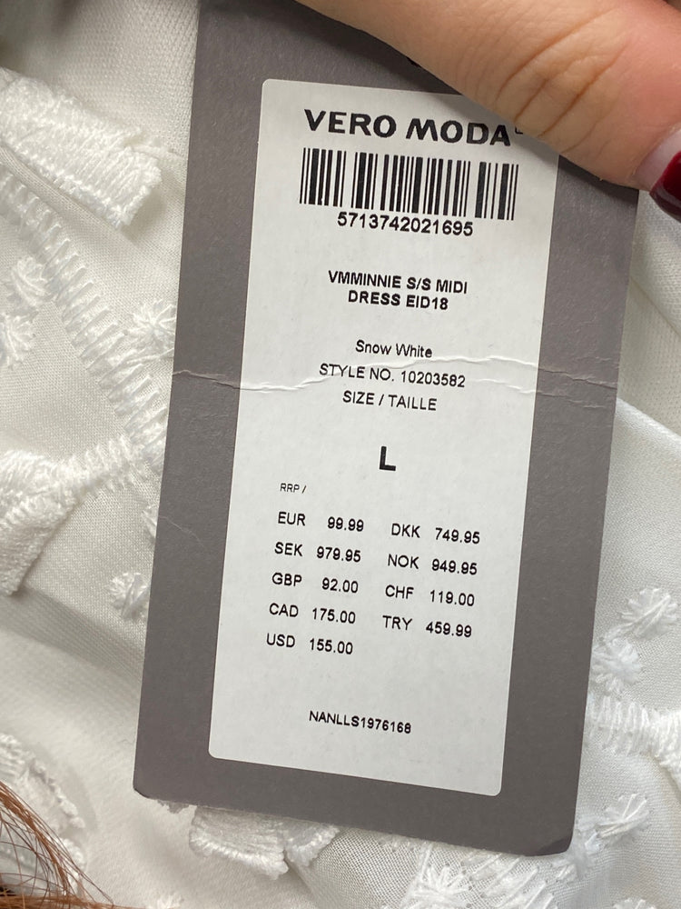 Stunning Vero Moda Dress Uk L White textured