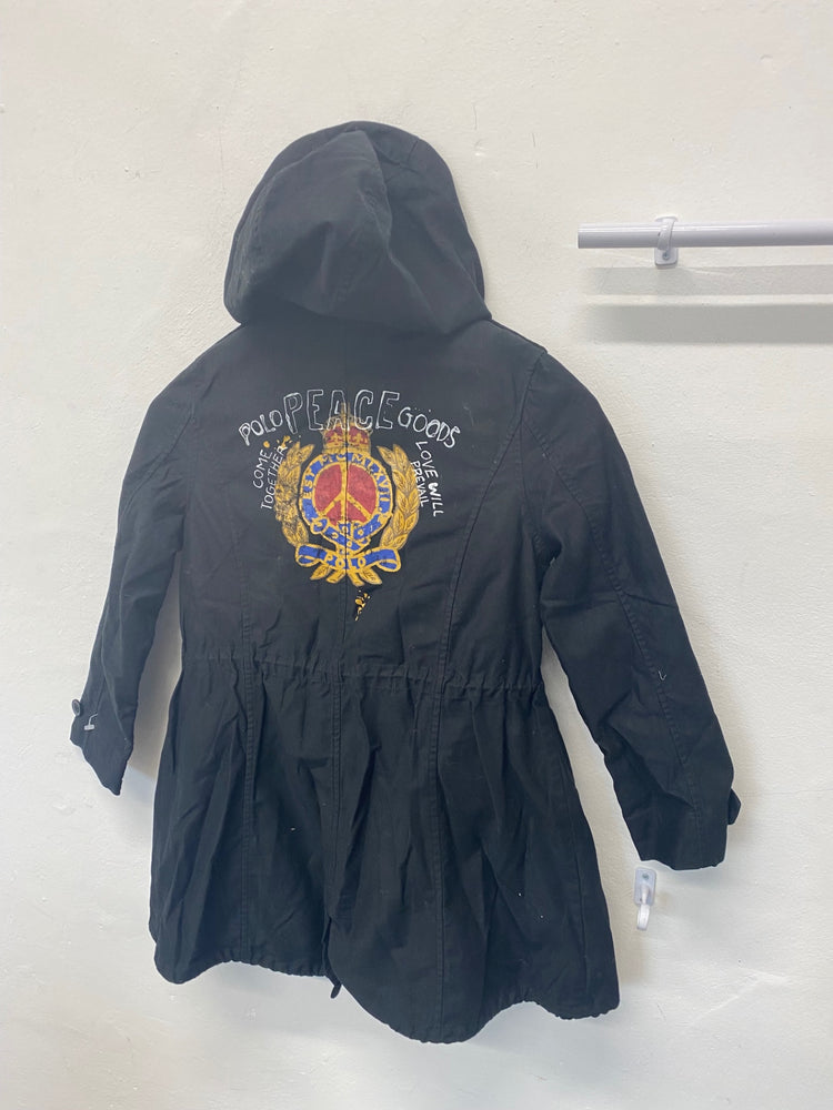 Classic Polo Ralph Lauren Parka Jacket Age 7 Black fur lined BB001