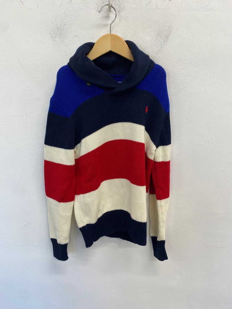 Classic Ralph Lauren Sweater Age 10-12 Red navy knit BB001