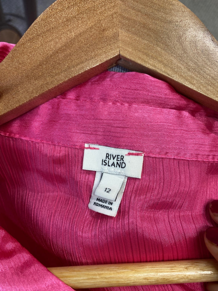 Stunning River island Blouse Uk 12 Pink cropped western AM006