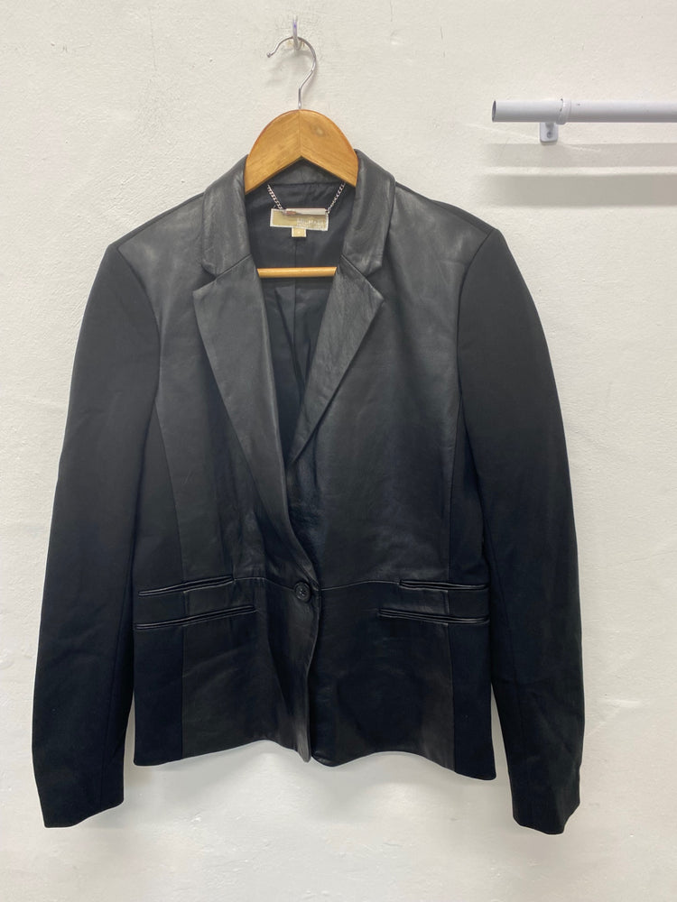 Stunning Michael Kors Blazer uk12 Black leather BB001