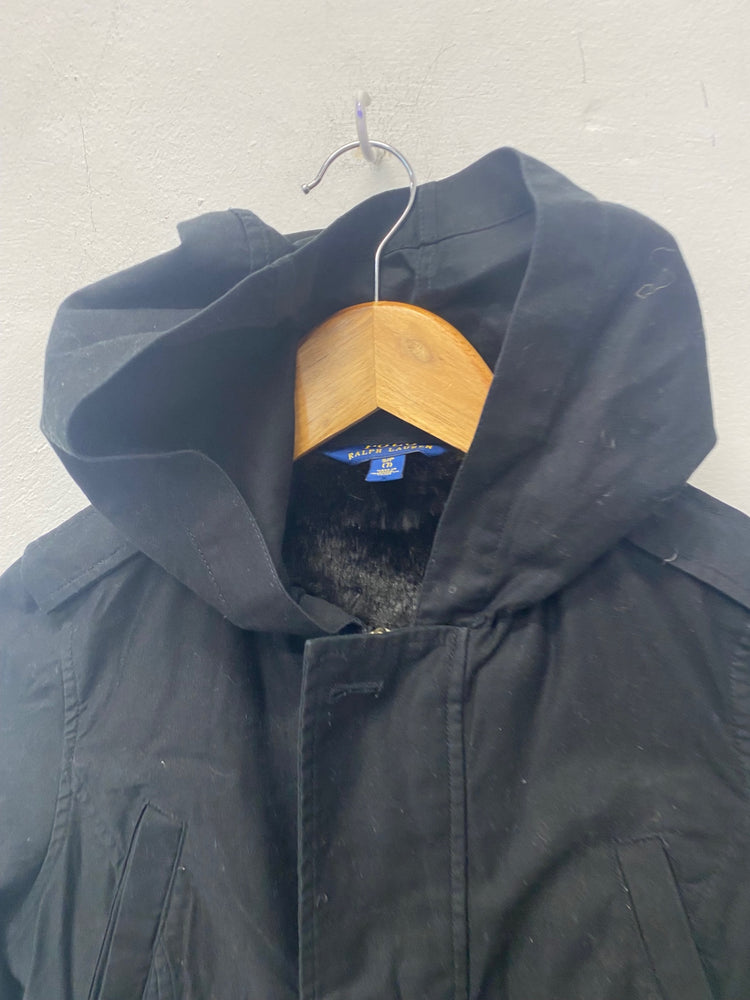 Classic Polo Ralph Lauren Parka Jacket Age 7 Black fur lined BB001