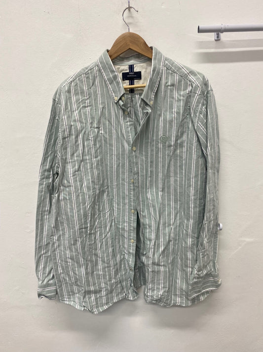 Stunning M&S Heritage Button-Up Shirt 3XL Green striped classic AM006