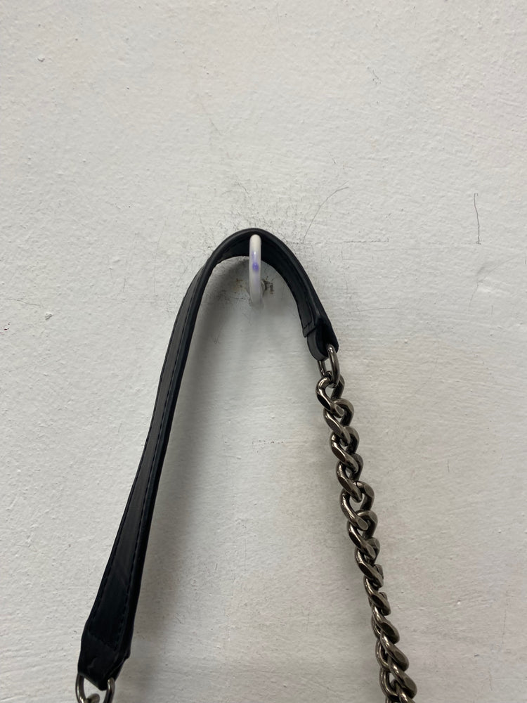 Stunning Zara Leather Handbag One Size Black Moc croc BB001