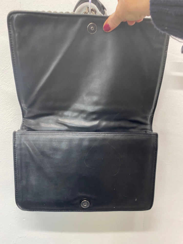 Stunning Zara Leather Handbag One Size Black Moc croc BB001