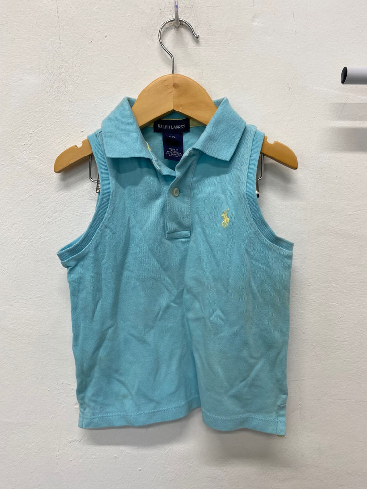 Classic Ralph Lauren Sleeveless Polo Shirt Age 7 Light Blue BB001