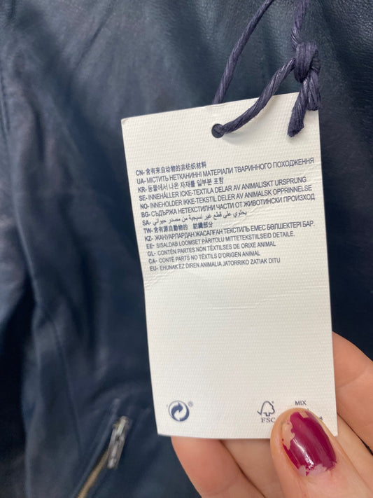 Classic Massimo Dutti Leather jacket Age 9-10 Navy Blue BB001