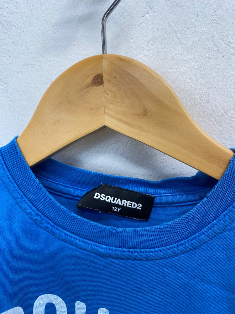 Classic Dsquared2 T-Shirt Age 12 Blue distressed BB001
