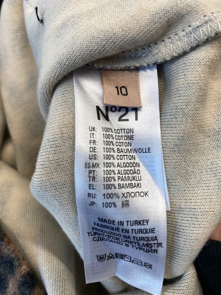 Classic No.21 Hoodie Mini Dress Age10 Leopard print (tan, black, and beige) BB001