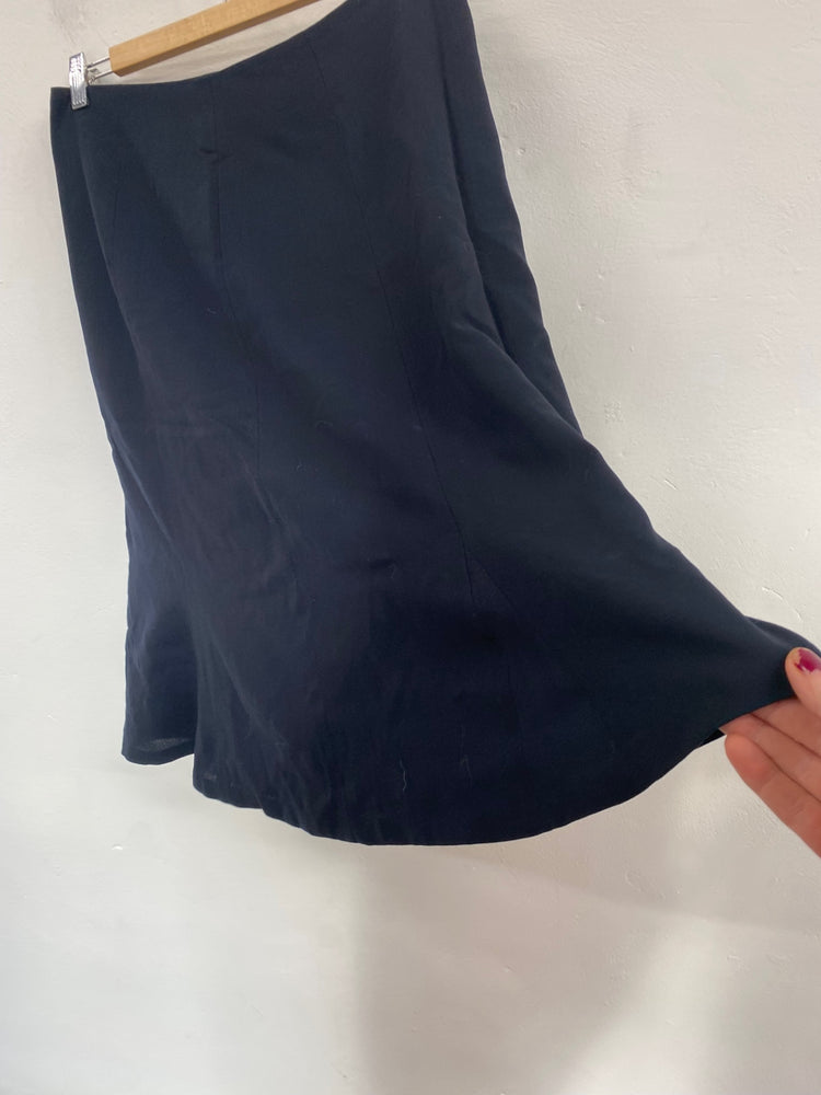 Classic Lk Bennett Skirt UK12 Navy Blue flared HM001