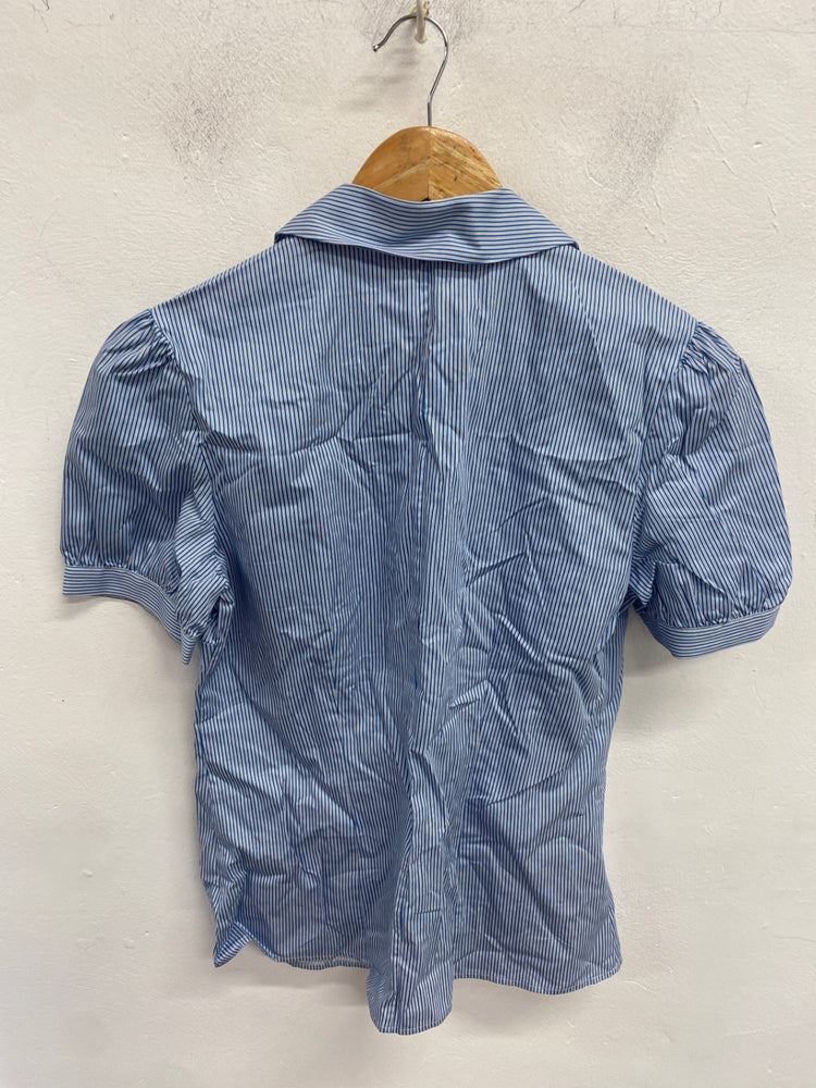 Classic Pink Blouse UK12 Blue and white