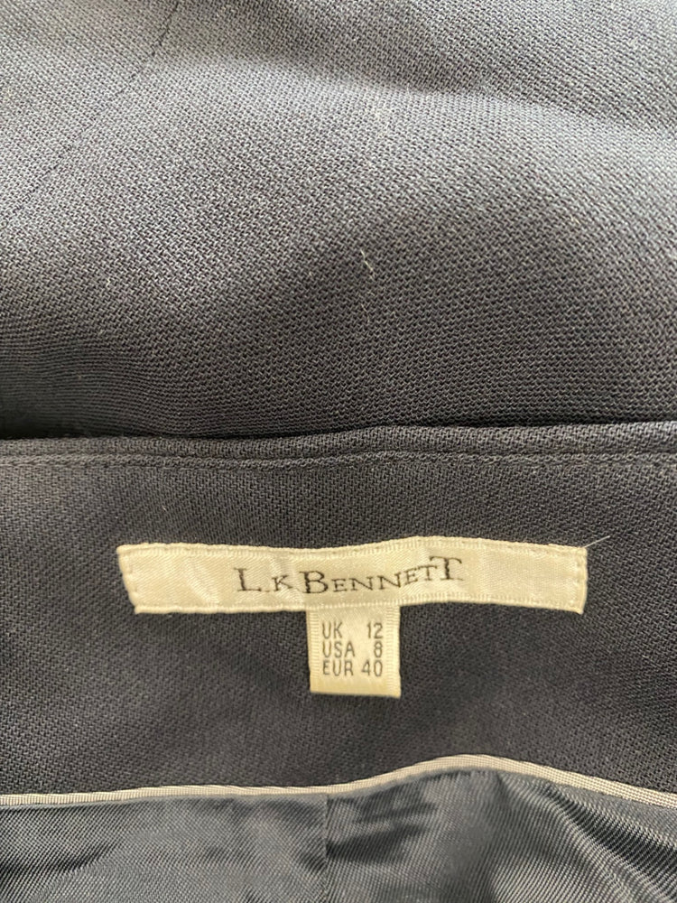 Classic Lk Bennett Skirt UK12 Navy Blue flared HM001