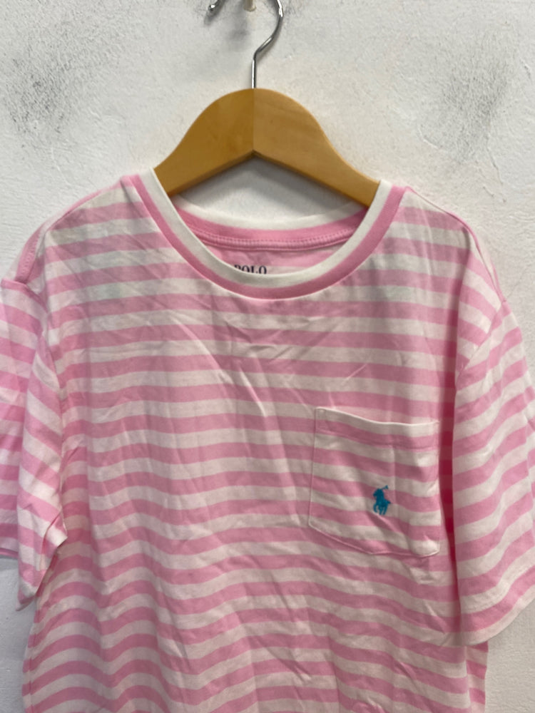 Classic Polo Ralph Lauren T-Shirt Age 10-12 Pink striped oversized BB001