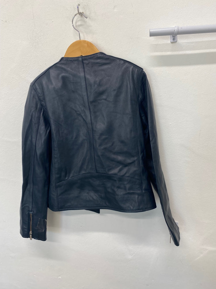 Classic Massimo Dutti Leather jacket Age 9-10 Navy Blue BB001