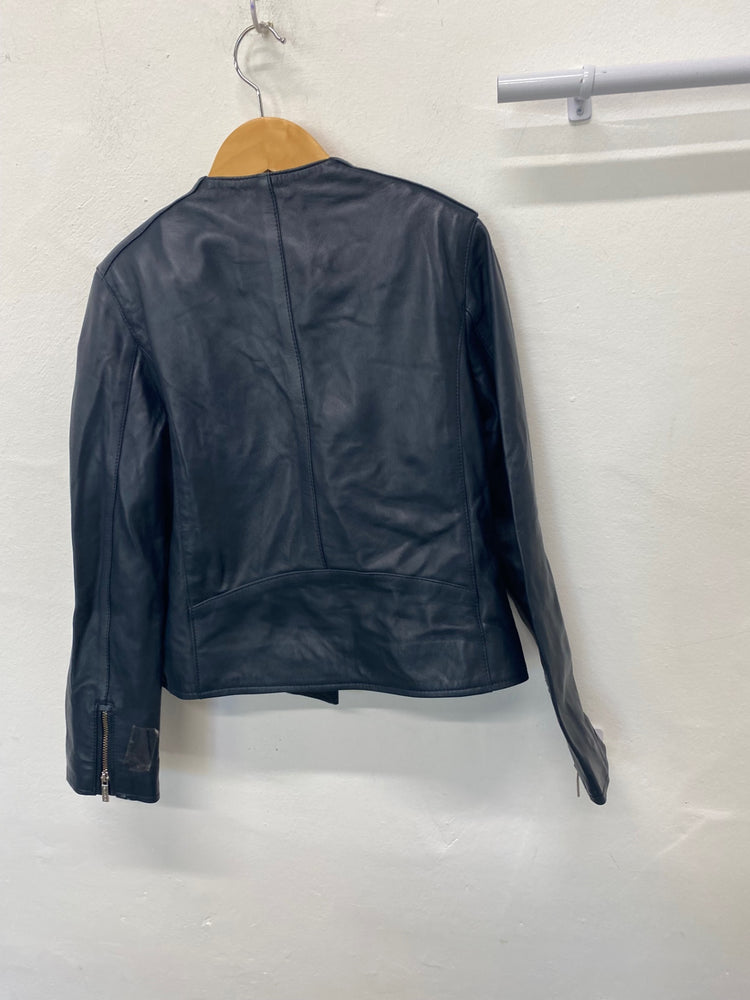 Classic Massimo Dutti Leather jacket Age 9-10 Navy Blue BB001
