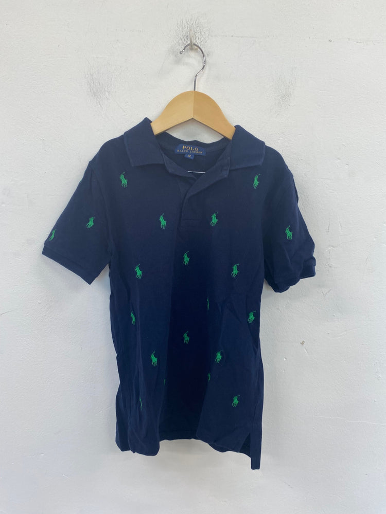 Classic Polo Ralph Lauren Polo Shirt 8 years Navy & Green Embroidery BB001