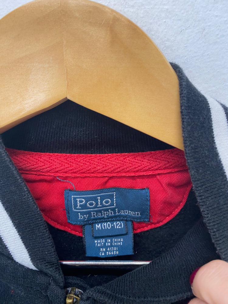 Classic Polo Ralph Lauren Varsity Jacket Age 10-12 Black Grey baseball BB001