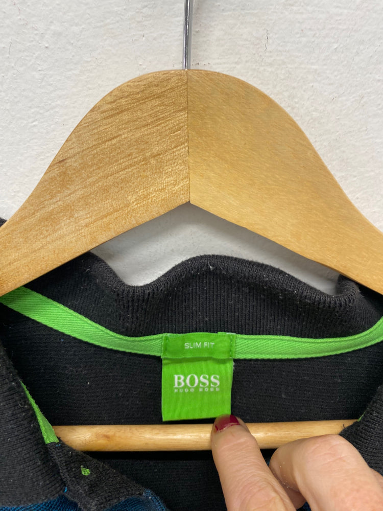 Classic BOSS Polo Shirt UKM Black and Blue slim Fit BB001