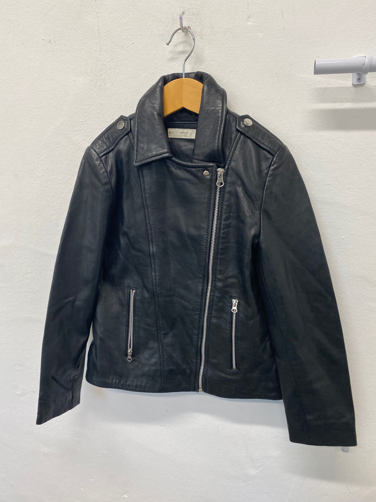 Classic Mango Leather Jacket Age 9-10 Black Girls classic BB001