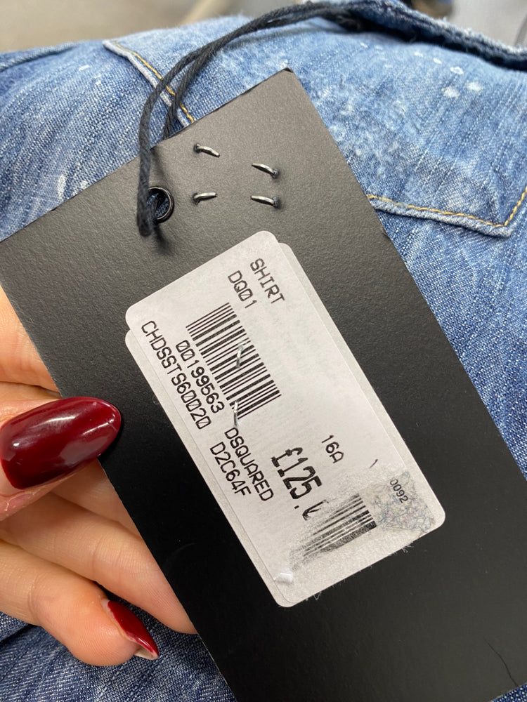 Classic DSQUARED2 Denim Shirt Age 16 Blue distressed sleeveless BB001