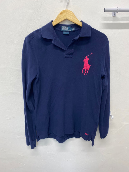 Classic Ralph Lauren Polo shirt Uk M Navy blue & Pink BB001