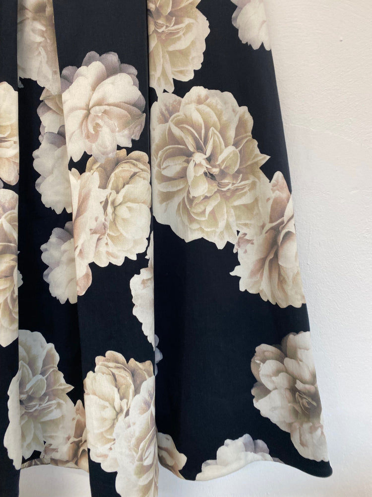 Classic Fenn Wright Manson Occasion Midi Skirt Uk14 Navy Floral Ivory EJP01