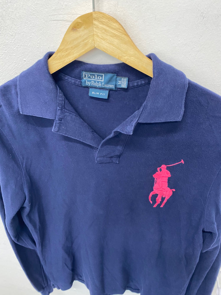 Classic Ralph Lauren Polo shirt Uk M Navy blue & Pink BB001